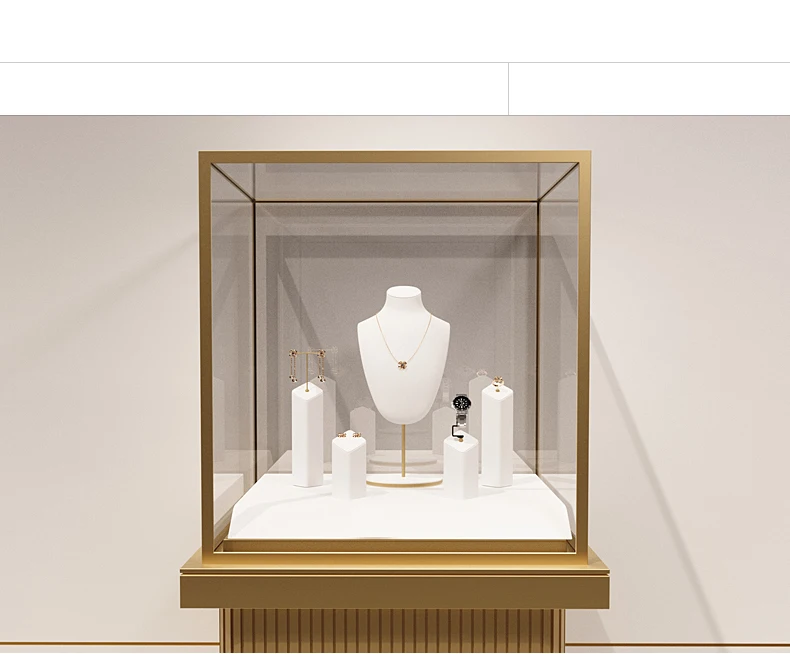 Oirlv Weißer Schmuck-Präsentationsständer aus Mikrofaser und Metall für Schaufensterausstellungen von Halsketten, Ohrringen, Ringen, Uhren und Schmuck. – Detail 1