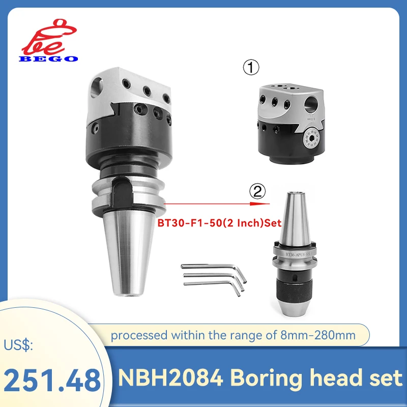 

NT30 NT40 NT50 NBH2084 boring-tool-suit fine boring head tool Holder + 8pcs 20mm Boring Bar Boring rang 8-280mm Boring Tool Set