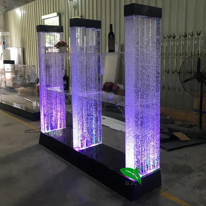 

Customization.Free Dancing Water Bubble LED Glowing Acrylic Whiskey Wine Display Cabinet