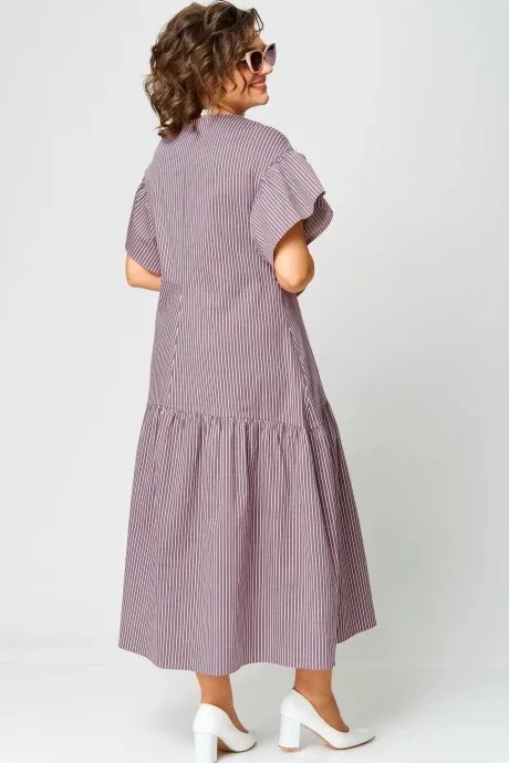 Ladies' Elegant Classic Striped Ruffled-Sleeve V-Neck Slimming Dress