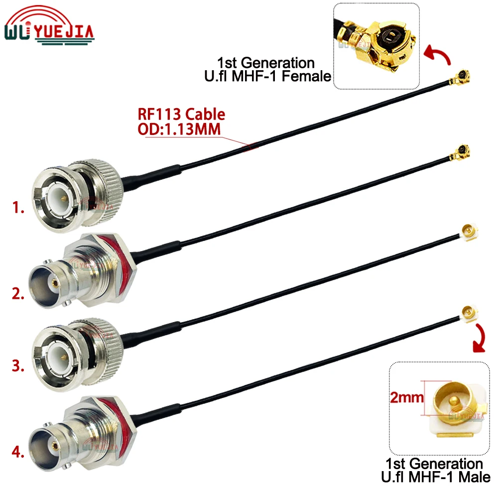 

5~100CM U.FL MHF-1 Male Plug/Female Jack to Q9BNC Male Plug Waterproof BNC Connector RF113 Pigtail WIFI Antenna Extension Jumper