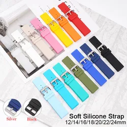 12/14/16/18mm 20mm 22mm 24mm Silicone Strap for Omega Soft Rubber Band Candy Color Men Women Replace Bracelet Watch Accessories