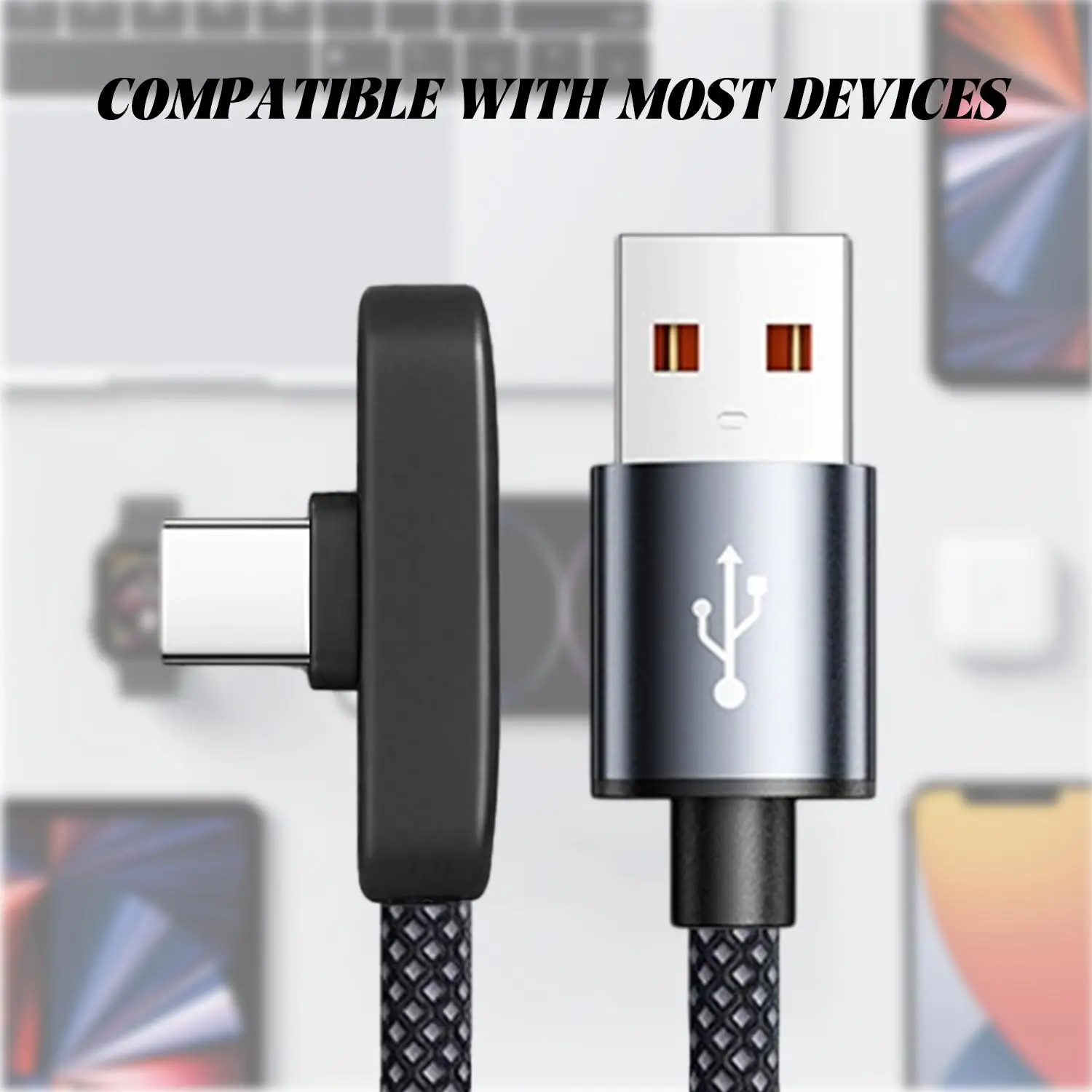 100W Fast Charging Cable Right Angle 90 Degree USB C Type C Data Cord Mobile Phone Fast Charging Data Cable for iPhoneSamsung MI
