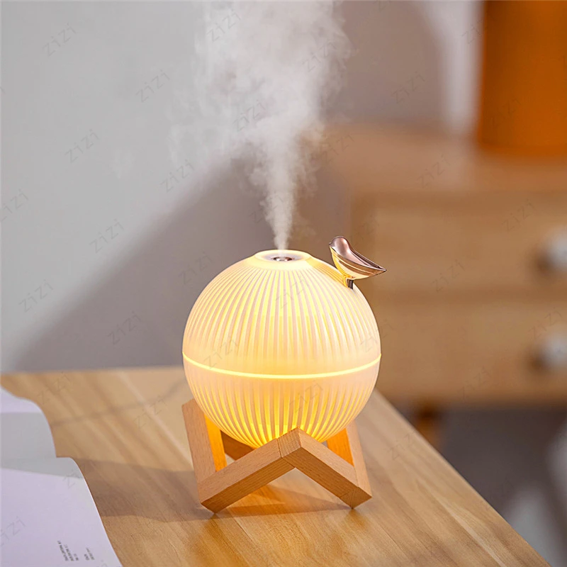 

Lark Shaped Silent Water Replenishing Spray Humidifier Mini USB with Ambient Warming LED Lamp Bracket Humidifier