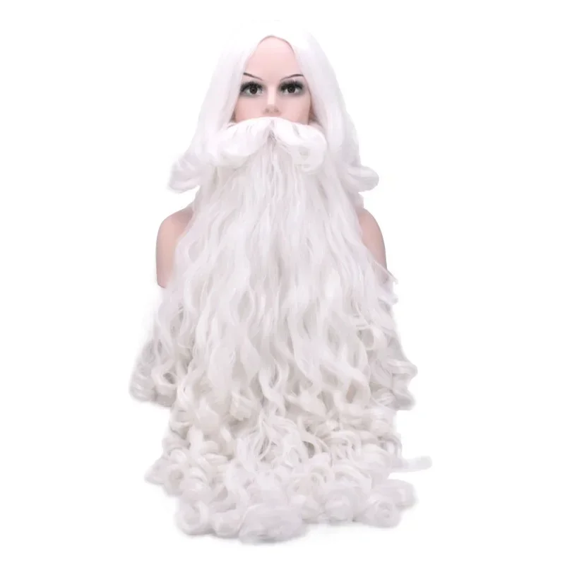 A Morematch Weihnachtsgeschenk, Weihnachtsmann-Perücke und Bart, Kunsthaar, kurze Cosplay-Perücken für Männer, weißes Haarteil, Zubehör, Hut