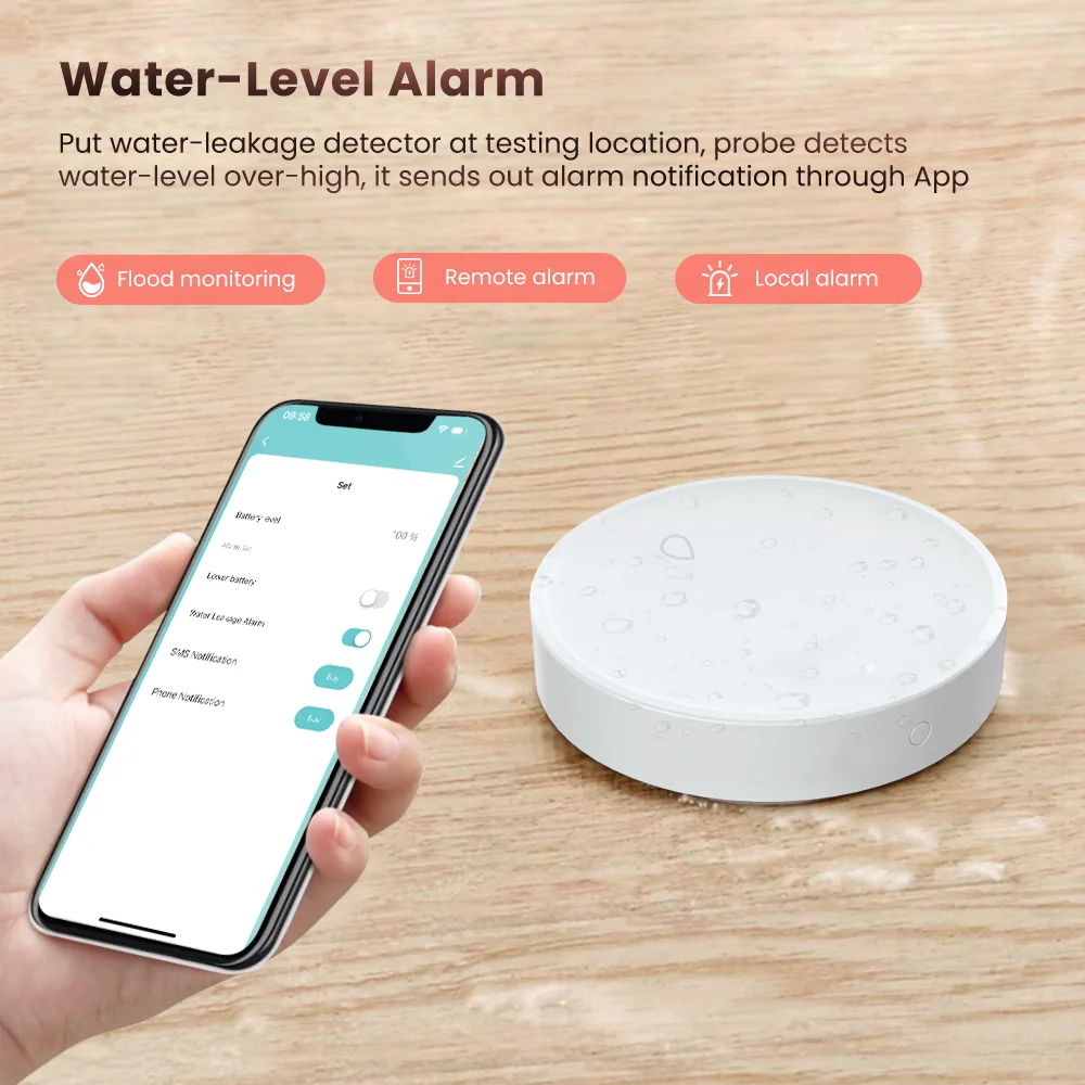 AVATTO Tuya Zigbee Smart Water Sensor Leak Detector，Flood Leakage Sensor Remote Monitor APP Alerts Support Alexa, Google Home