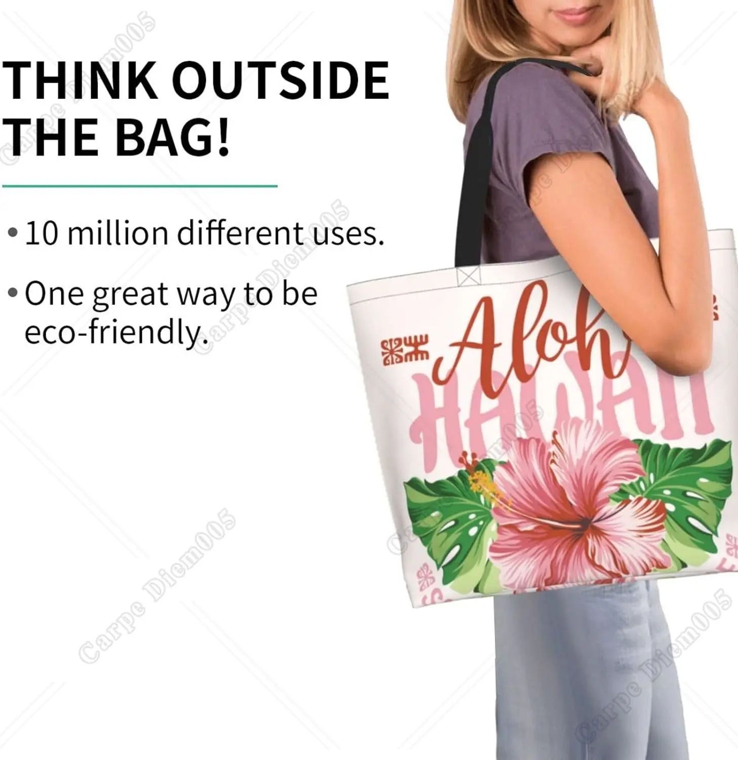 Aloha havaí hibisco saco de compras verão flor sacos de armazenamento grande capacidade sacos de compras saco portátil viagem sacola um tamanho