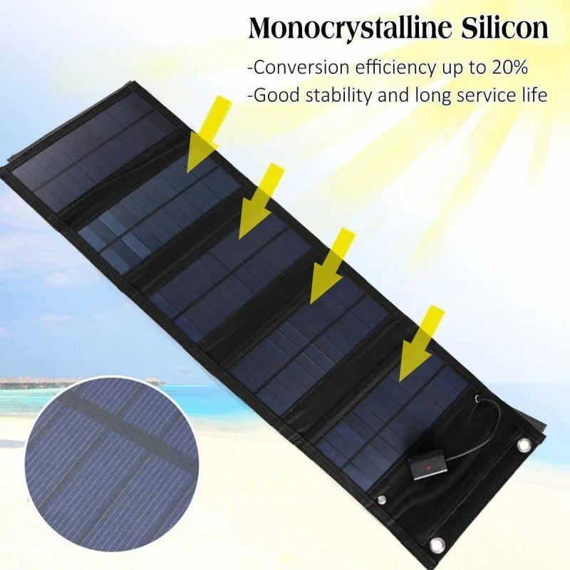 Foldable Portable 5V 30W/20W Solar Panel USB Mobile Phone Charging Power Supply Outdoor Waterproof Camping and Hiking