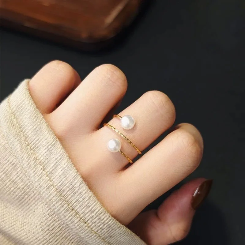 新しいニッチデザイン:星空模様、スパイラルデザイン、多層パールリング/女性用リング。 1