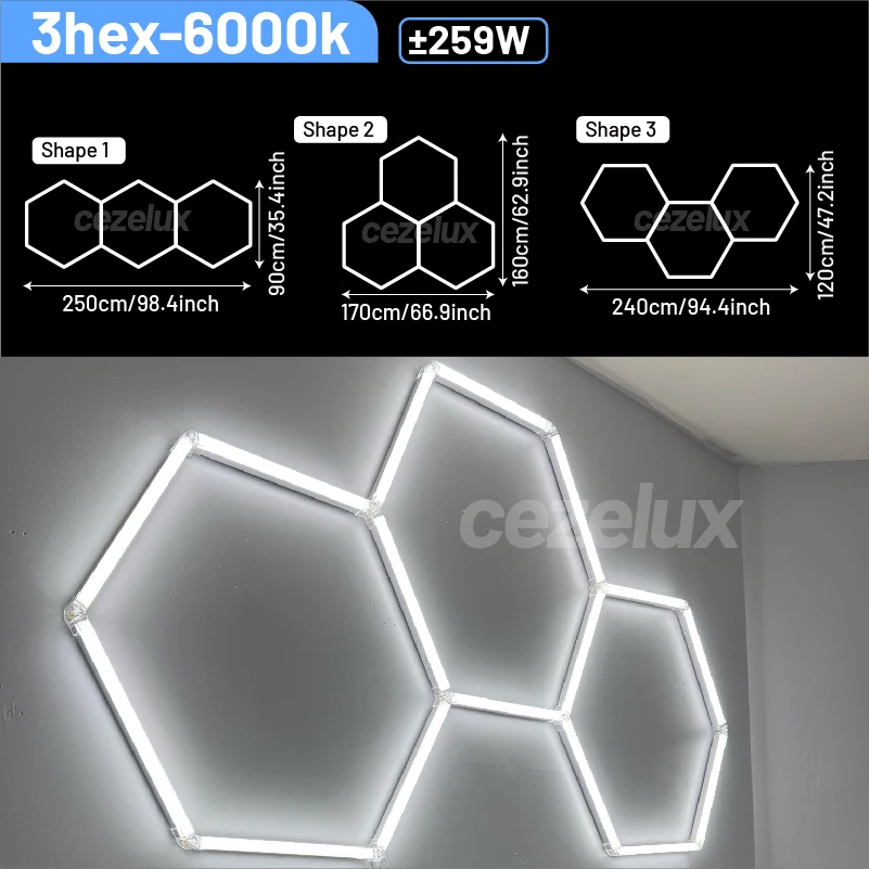 Kapperszaak kapsalon hexagonale led-verlichting voor garage werkplaats kantoor sportschool auto berging studio plafondlamp honingraatbuis