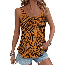 New Polynesian Style Print Custom Women Top Quality Fabric Sexy Sports Fitness Clothing Playful Sexy Sleeveless Thin Halter Vest