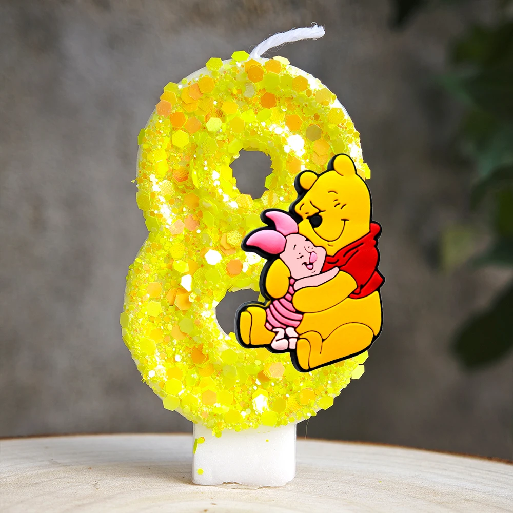 Niedliche Winnie The Pooh Kerzen Mottoparty Nummer 0-9 Kindergeburtstag Party Tortenaufsatz Babyparty Dekoration für Partyzubehör