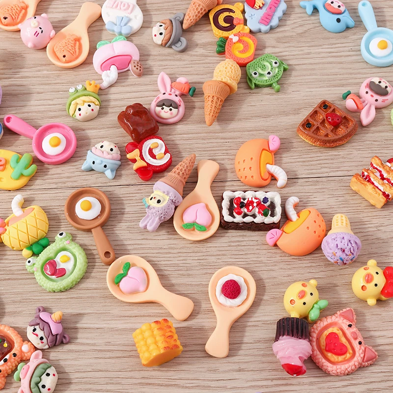 Tusember 10 Stück/Set Niedliche Kawaii Lebensmittel-Anhänger Eier Kuchen Eiscreme Flache Anhänger für Schmuckherstellung Ohrringe Halsketten Zubehör – Detail 2