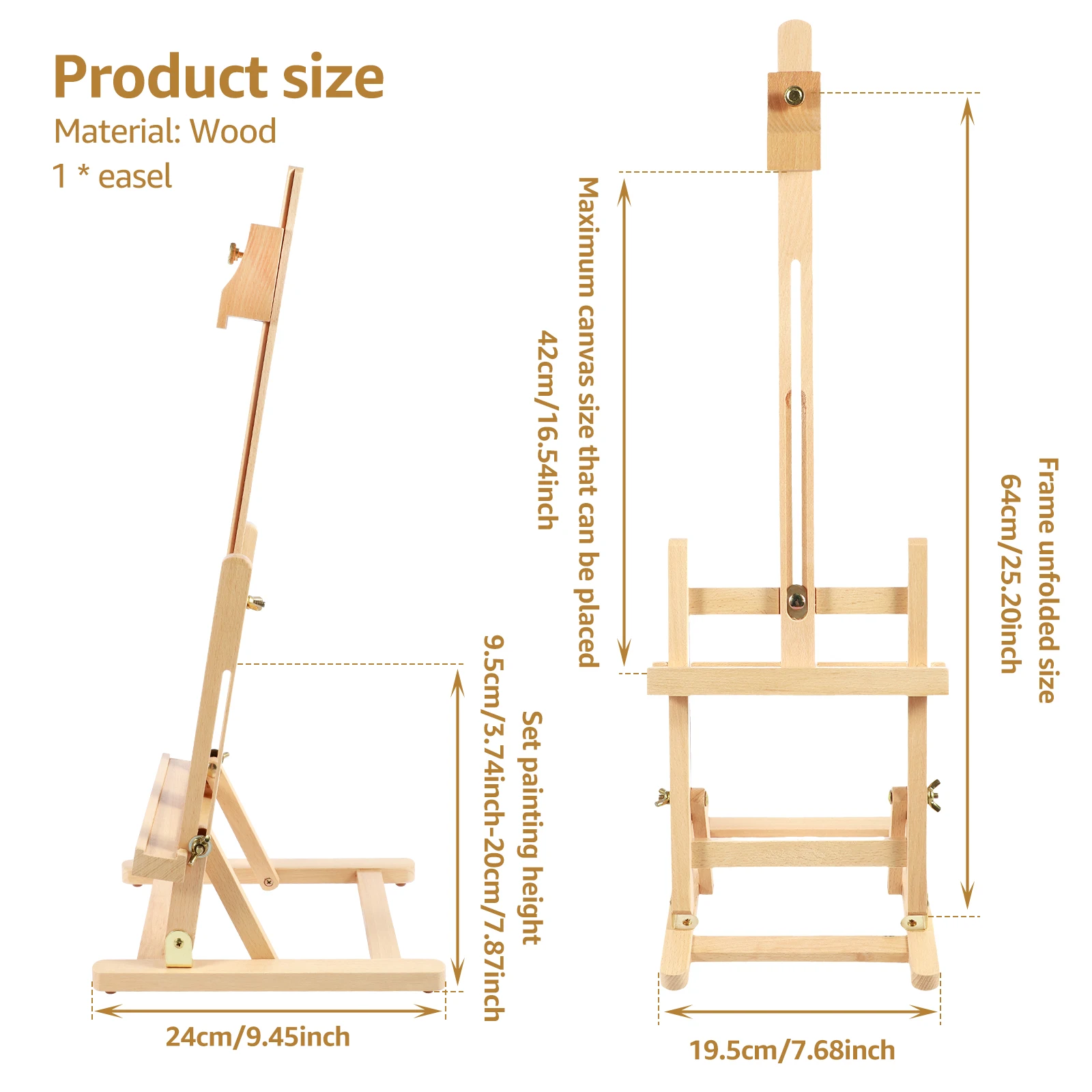 Wooden Desktop Art Easel Foldable Tabletop Easel Stand Portable Small Desktop Easel for Studio Classroom Outdoor Sketching view 3