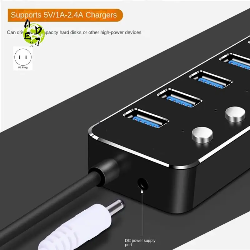 

Адаптер питания AED7-USB 3.0, USB-удлинитель, набор кабельных концентраторов 1,2 м, USB-концентратор 3,0, вилка стандарта США B