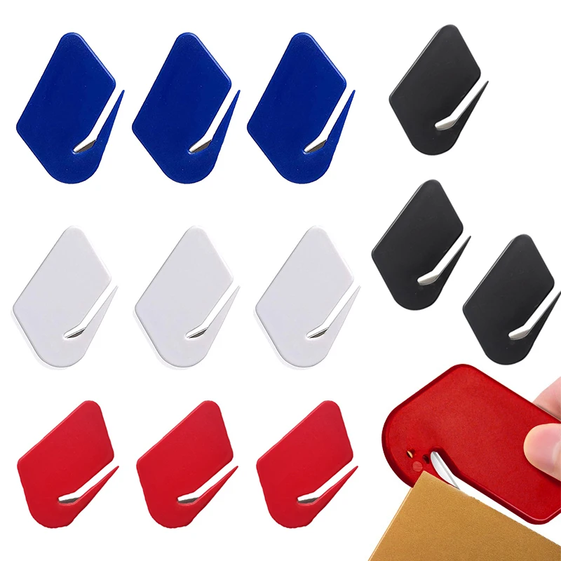 12pcs Mini Plastic Letter Opener Sharp Mail Envelope Opener Safety Papers Cutter Guarded Cutter Unboxing Knife Office Supplies