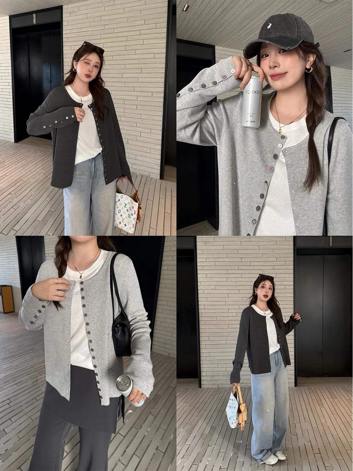 

Женский вязаный повседневный топ больших размеров с длинным рукавом и V-образным вырезом, свободный крой, модный корейский стиль, ранняя весна 2026