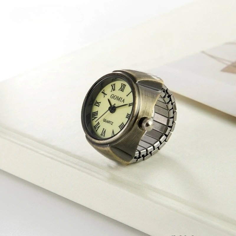 Roman Numeral Antique Mini Rings Watch Men Women  Personalized Advanced Feeling Fashion Ring Charm Jewelry