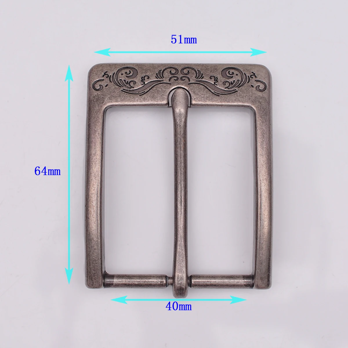 Men Vintage Brass Flower Engraved Rectangle Prong Pin Tongue Leathercraft Jeans Leather Belt Buckle Replacement Inner Size 40mm