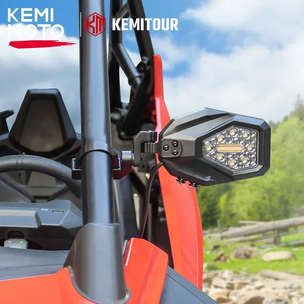 Can-Am Maverick X3 용 UTV 사이드 백미러, 방향 지시등 포함, 폴라리스 RZR 900 1000 호환 가능, 1.6 인치-2 인치 1.65 1.75
