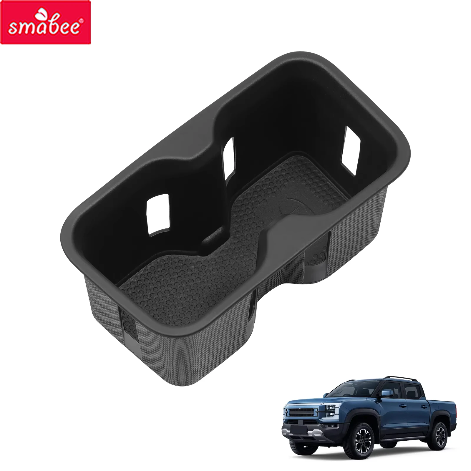 Smabee for BYD Shark / Shark 6 Pickup 2024 2025 TPE Cup Holder Insert Tray Drinks Storage Shock-Absorbing Accessories Black