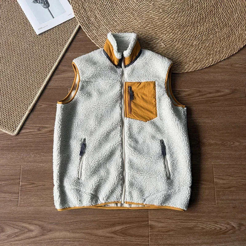 

Модный жилет из шерпа с воротником-стойкой, флисовый теплый жилет на молнии для мужчин и женщин, зимний терможилет, куртка из ягненка, бархатная куртка