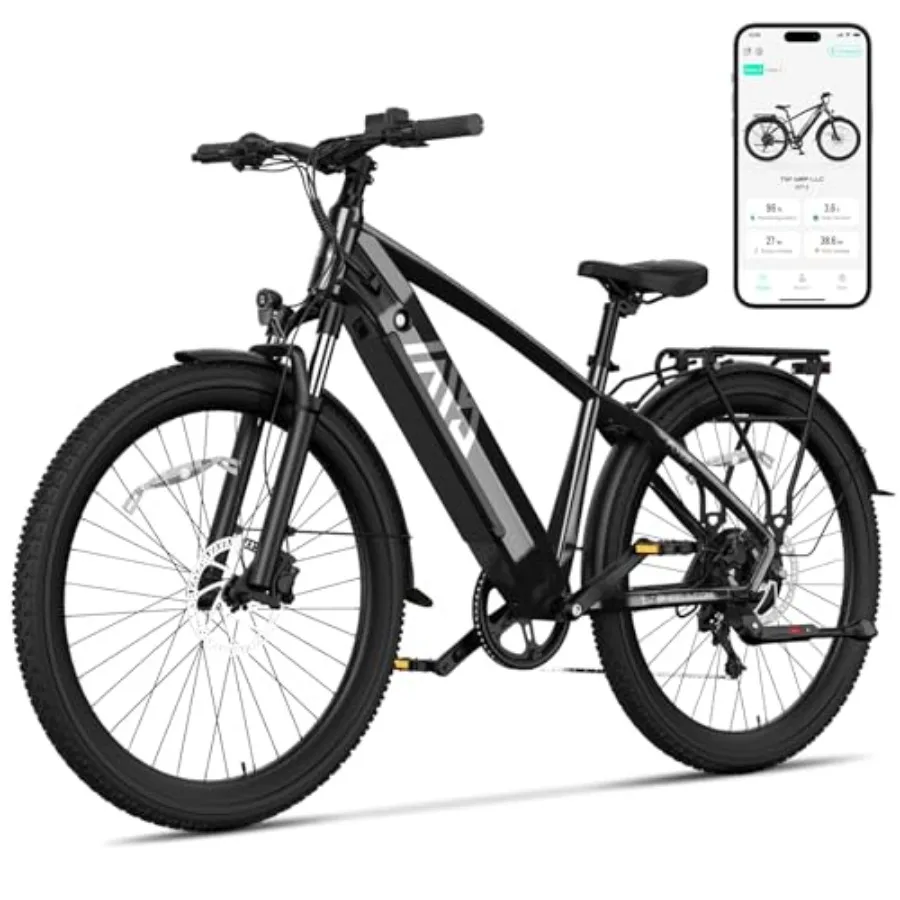 

Electric mountain bike for off-road use aluminum frame black 1200W peak power 27.5x2.25 tires 48V 15AH removable battery dual h