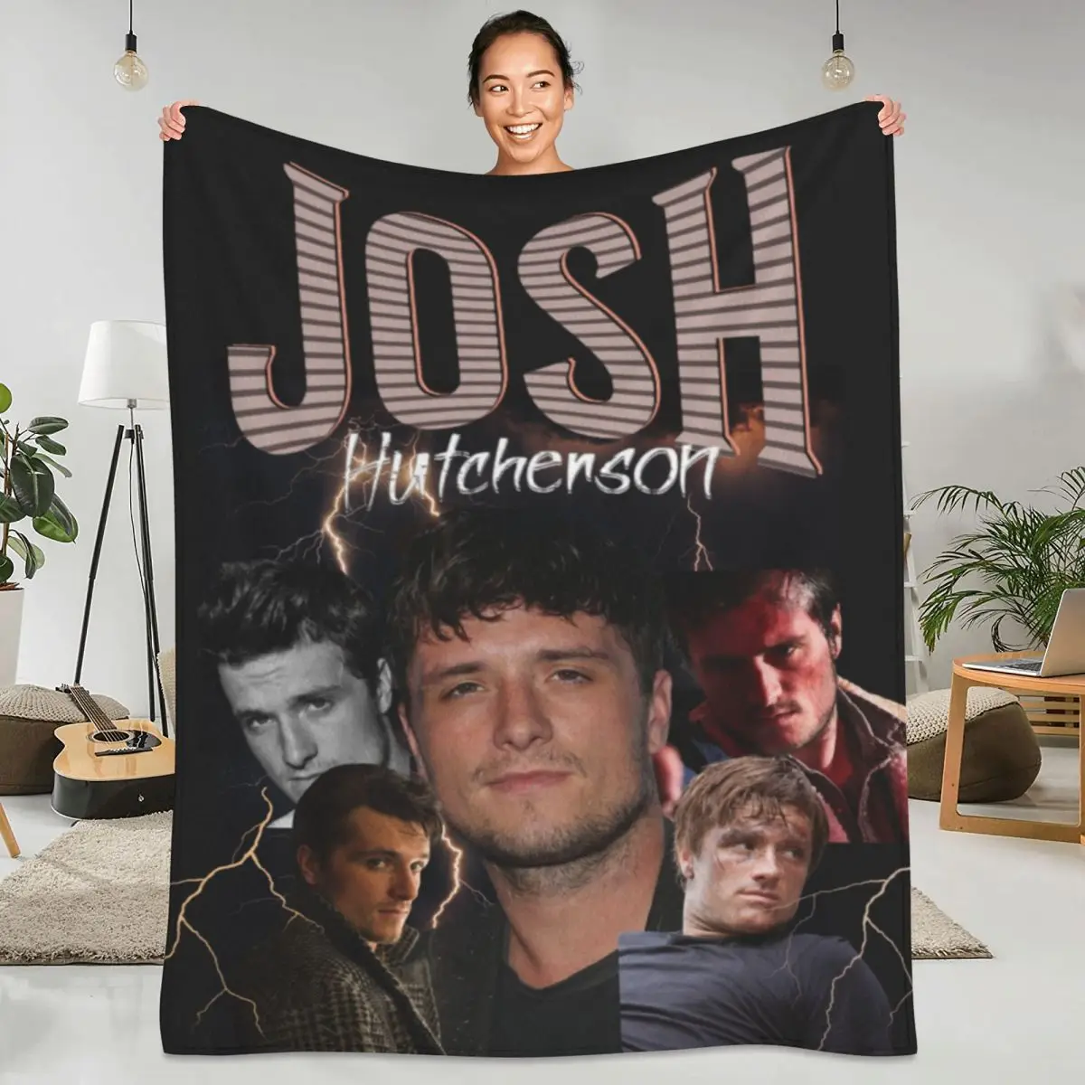 Josh Hutcherson Super Soft Blanket Actor Airplane Travel Throw Blanket Winter Graphic Design Flannel Bedspread Sofa Bed Cover