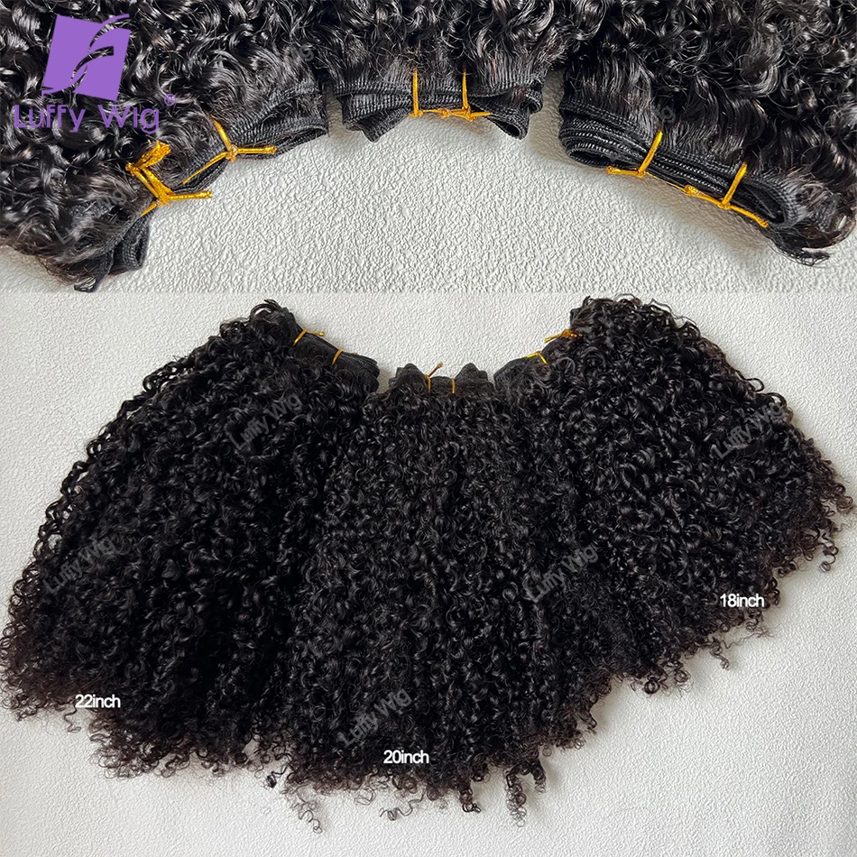 Double Drawn Afro Kinky Curly Bundles Human Hair Remy Mongolian Hair Weave 3c 4a Weft Hair Extensions For Black Women Luffywig
