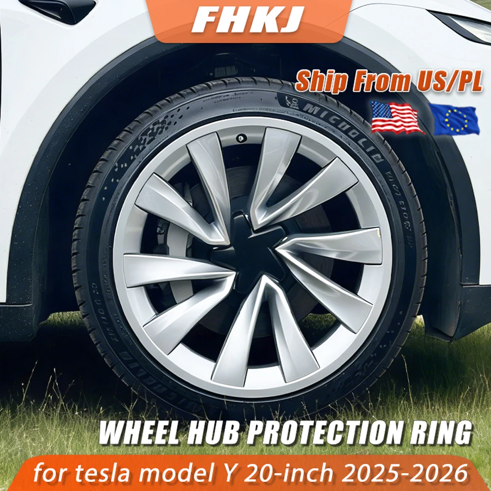 

FHKJ 4PCS For Tesla Model Y Juniper 20 Inch Wheel Cover Protection Ring Patch Protectors Helix 2.0 Hub cap Guard Rim 2025 2026