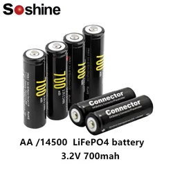 4 sztuk Soshine 3.2V 700mAh LiFePO4 bateria AA 14500 bateria pilas akumulatory chronione obudowa baterii i złącza