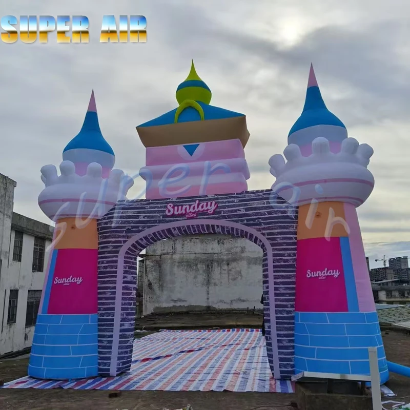 Arc de château gonflable personnalisé, beau design fabriqué en chine, pour enfants