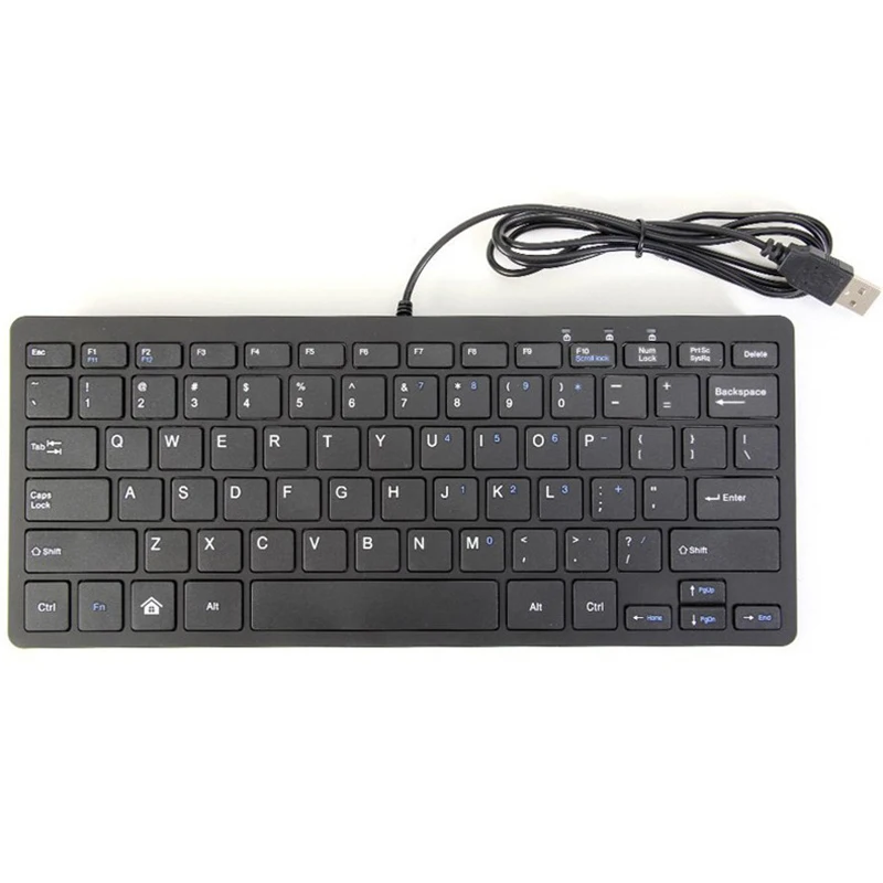 Mini Teclado Multimídia com Fio, Ultra Fino, Silencioso, Tamanho Pequeno, 78 Chaves, Compacto, USB, Laptop, PC, Casa, Escritório, Teclado Gamer