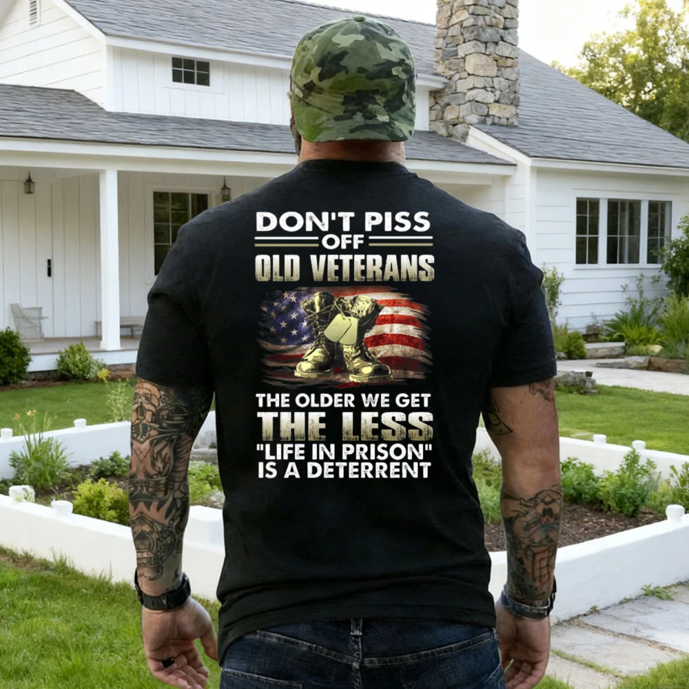 US Veteran Shirt Veteran Day Gift Son of A Vietnam Veteran Army Husband Gift Men Tees Don't Piss Off Old Veterans Shirt