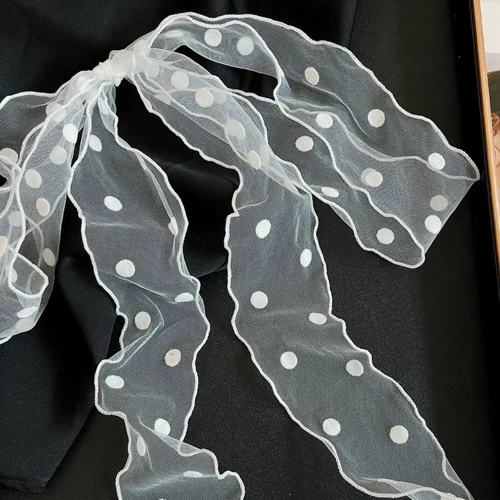 Mode Spitze Mesh Polka Dot Schal Sommer 2025, Stirnband, leicht, süß, vielseitig, Halstuch mit Band, Damen-Kopftuch, Neu