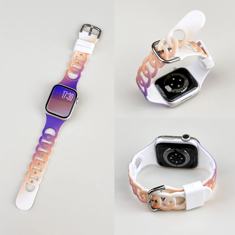 Silicone Sport Strap For Apple Watch Band Ultra 49mm 40mm 41mm 44mm 45mm 46mm correa bracelet iwatch Series 11 10 9 8 7 6 5 4 se - view 3