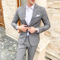 Four Seasons M-5XL Large Size Men (suit + Trousers) Business Casual All Matching Fine Handsome Two-piece Costume Homme De Luxe