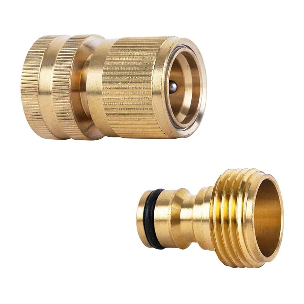 Garden Accessories Quick Connector Gold Male & Female Quick Connector For 3/4 Inch Water Hose Garden Hoses Garden Yard Brand New