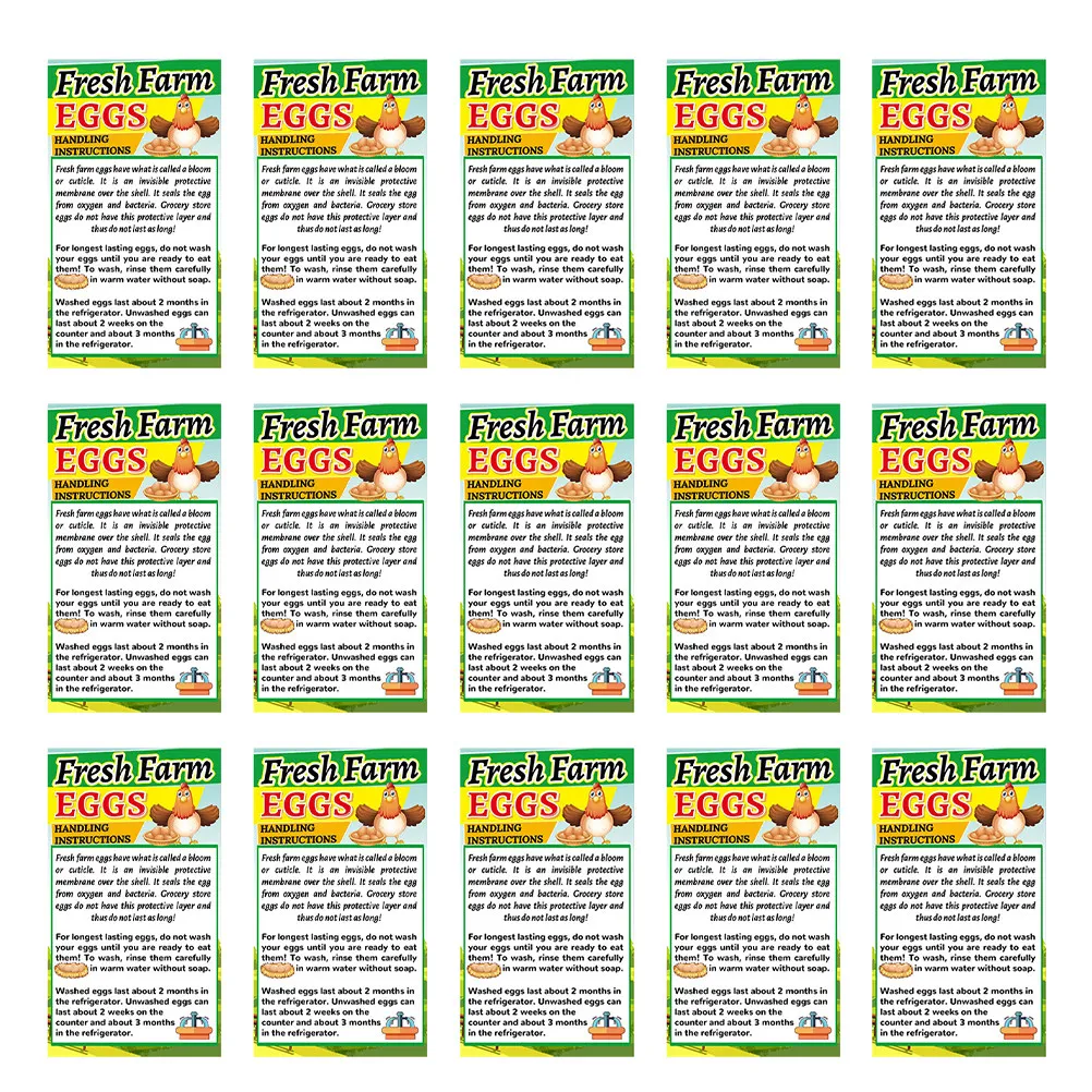 

250Pcs Egg Handling Instruction Cards Farm Fresh Egg Detailed Safe Handling Storage Tips Fresh Eggs Label Date Stamp