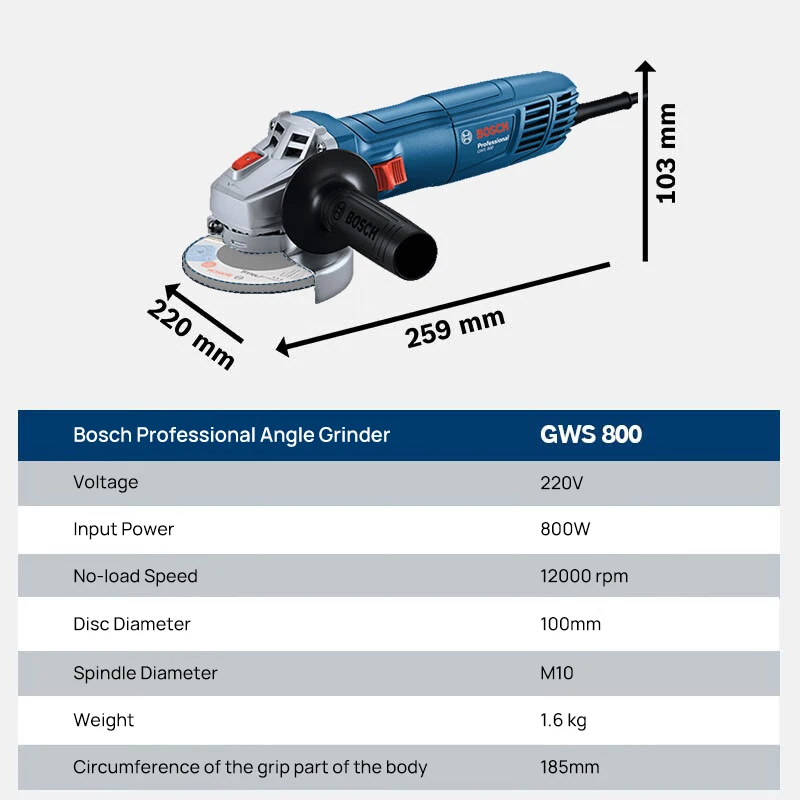 

Угловая шлифовальная машина BOSCH GWS 800 | 800 Вт 12000 об/мин | Диск 100 мм | Для резки и шлифовки металла/камня