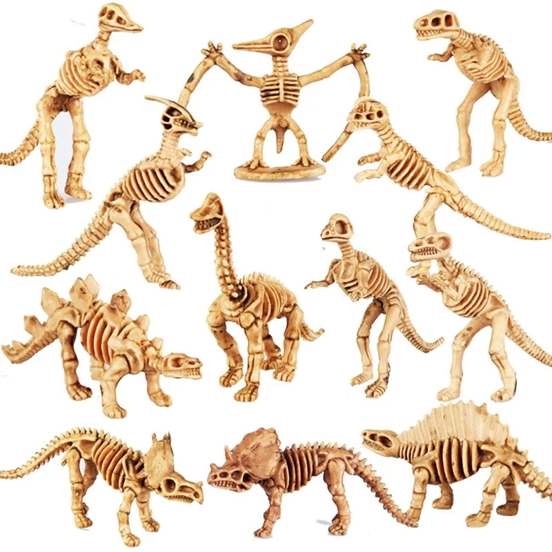 12pcs/set Jurassic Dinosaurs Skeleton Model Archaeology Tyrannosaurus Pterosaur Home Decor Toys For Children Christmas Gifts