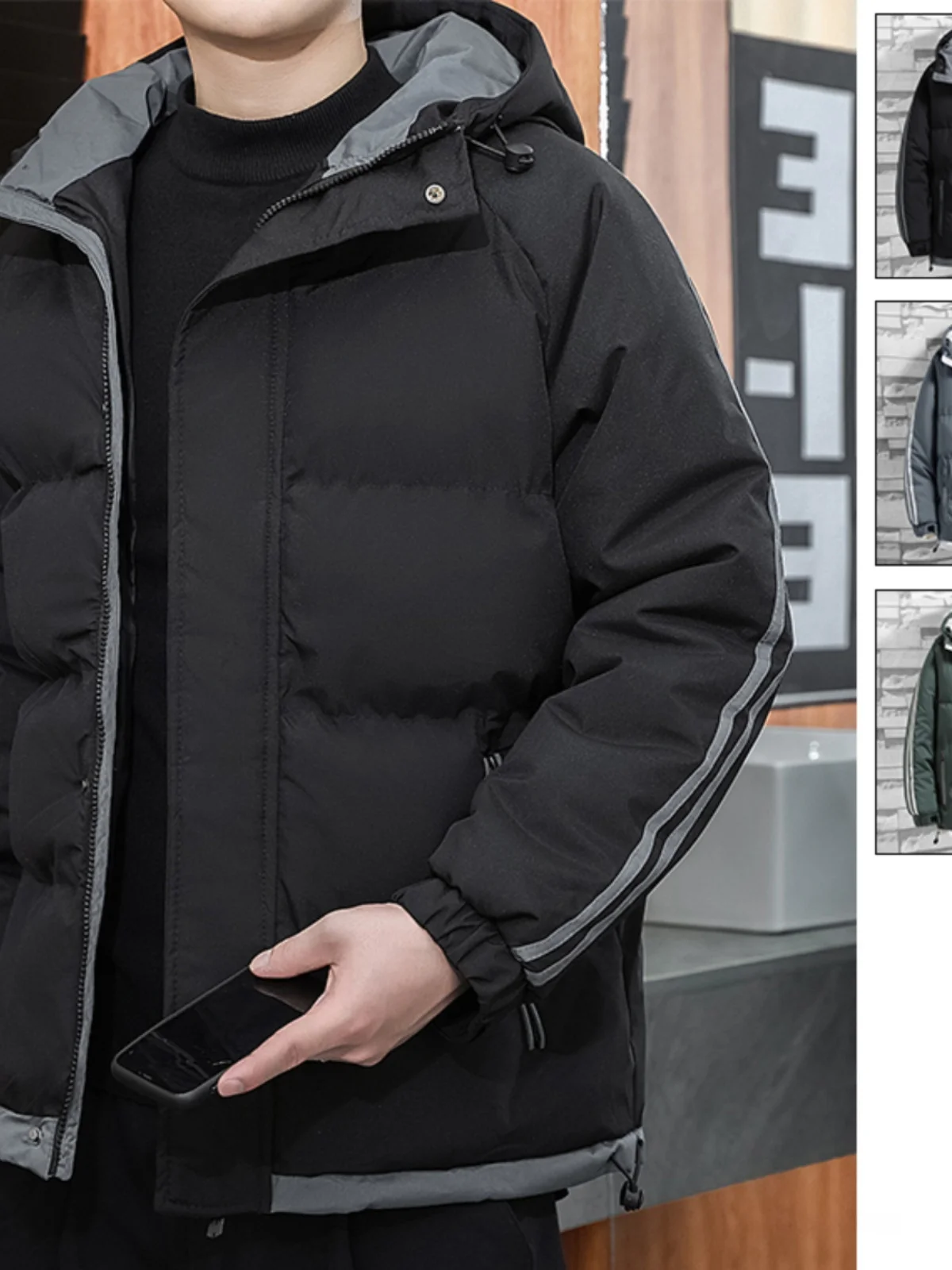 جايت قطني بقلنسوة للرجال 2023 عصري جديد مقاوم للدفء ملابس خارجية للشباب حامل غير رسمي مناسب بسحاب للإغلاق