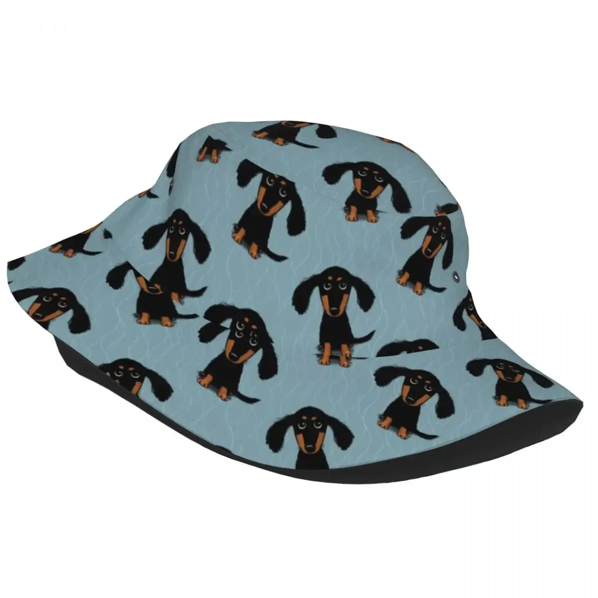 Longhaired Dachshund Puppy Dog Bob Hats for Unisex Beach Animal Sun Hat Street for Outdoor Sports Fisherman Hats Session Hats