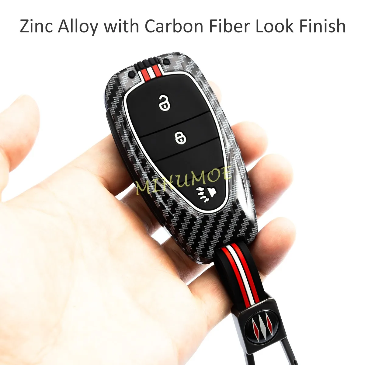 Carbon Fiber Look Car Remote Key Fob Case Cover Shell For CHEVROLET Camaro Malibu Blazer Bolt EV Traverse 2 3 4 5 Buttons view 2