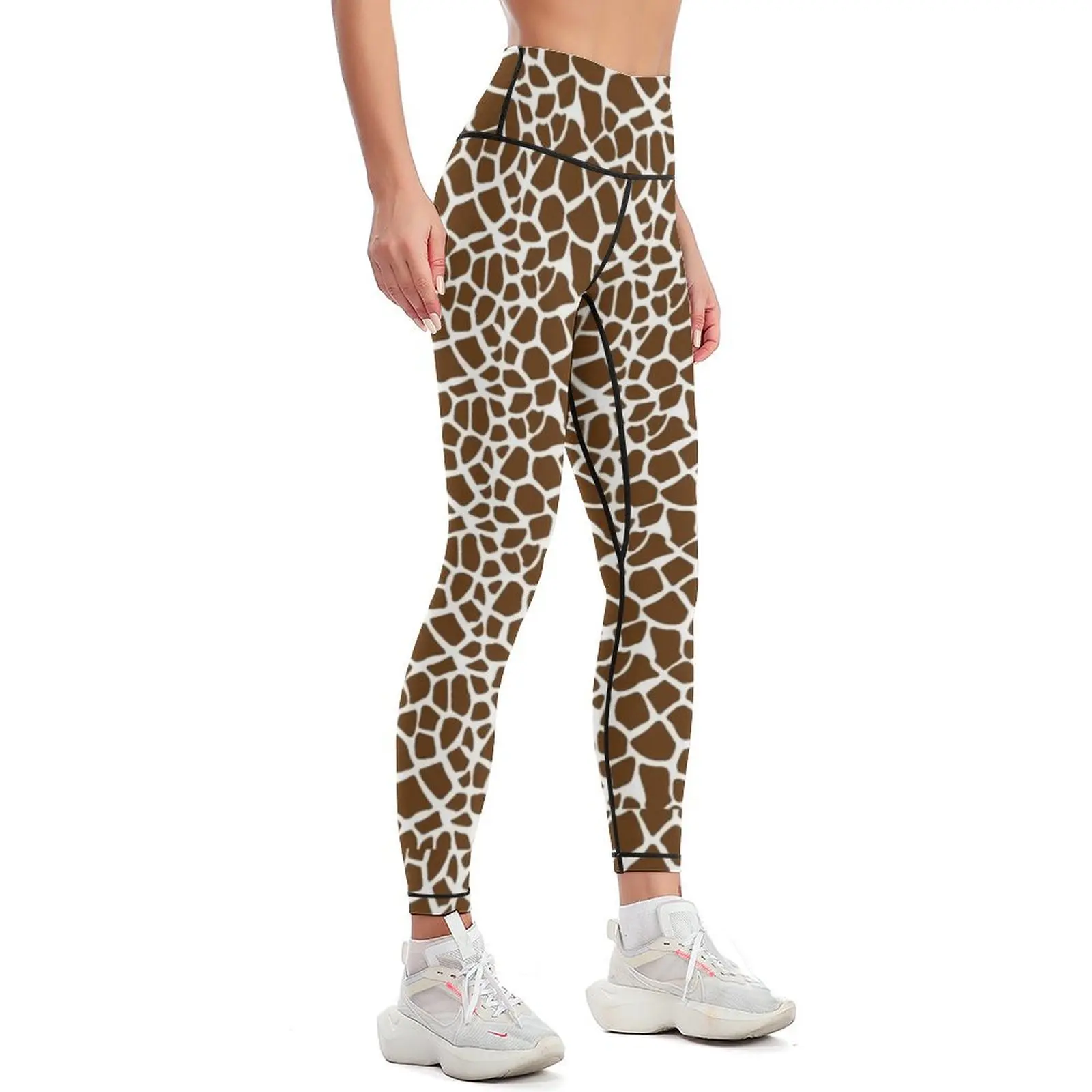 Brown and White Giraffe Print Leggings Women's sportswear trousers Women's sports pants Womens Leggings