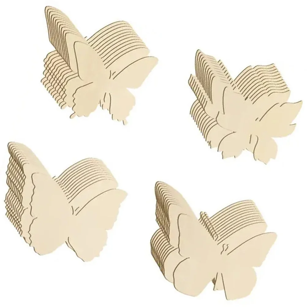 

48 Pcs Wooden Paintings Butterfly Crafts to Diy Graffiti Slices Decoration Embellishments Decorations Cutouts Unfinished