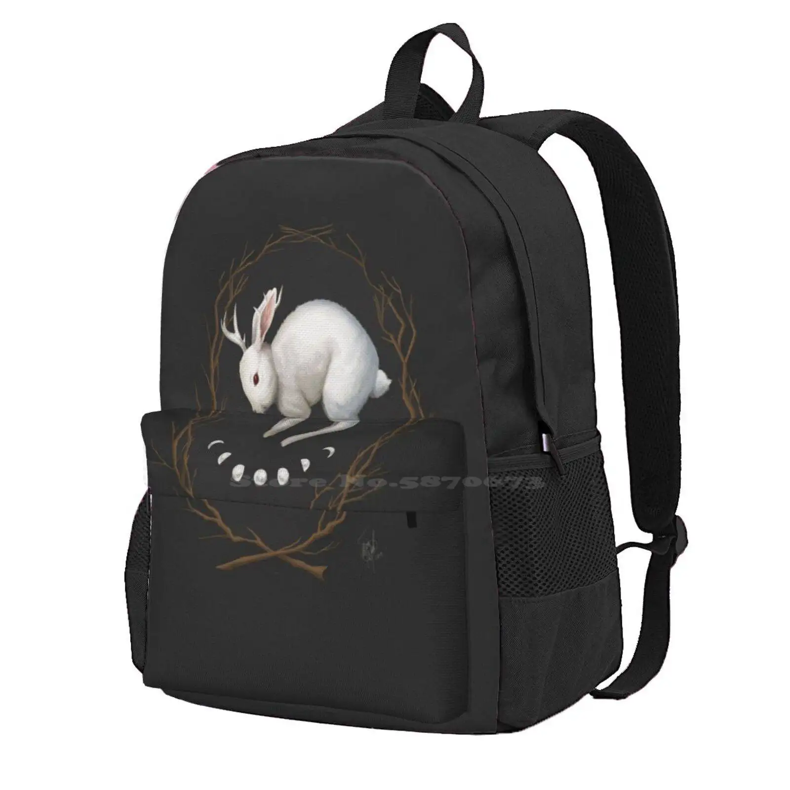 Midnight Run Hot Sale Schoolbag Backpack Fashion Bags Witchy Occult Jackalope Moon Phases Nature Dark Cameo Gothic Fantasy