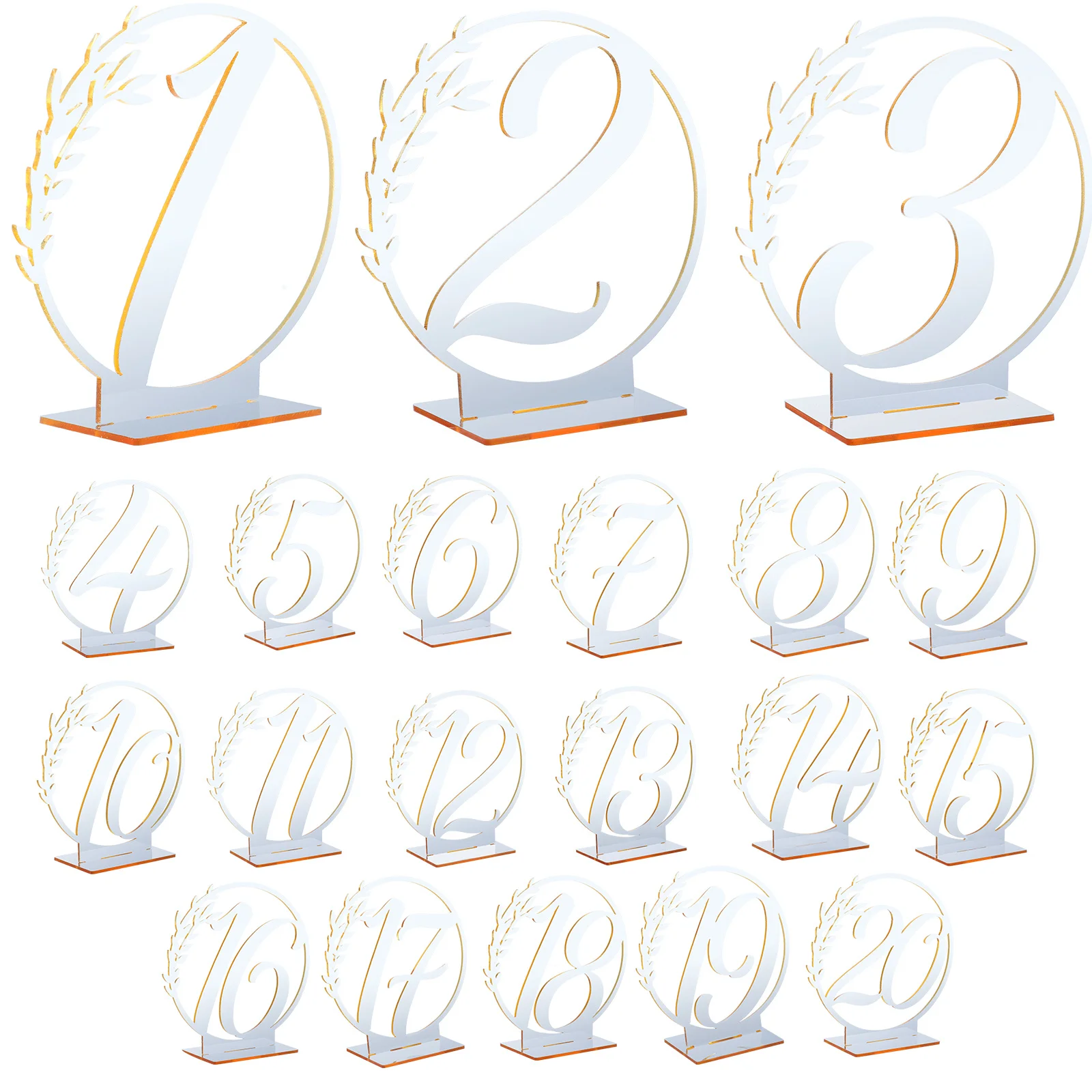

20 Pcs Acrylic Table Numbers Set Elegant Wedding Reception Decor Bride Party Supplies Banquet Seat Cards Sign With Base