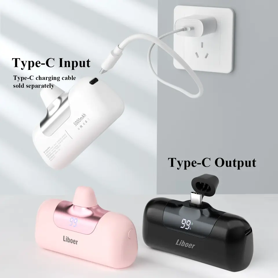 Cargador portátil 5000mAh de carga rápida mini power bank tipo C para HUAWEI iPhone Samsung Xiaomi Redmi batería externa 6