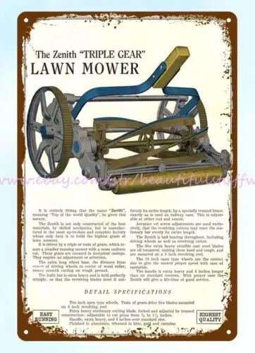 1928 Ball Bearing Lawn Mower metal tin sign pop shop metal wall art